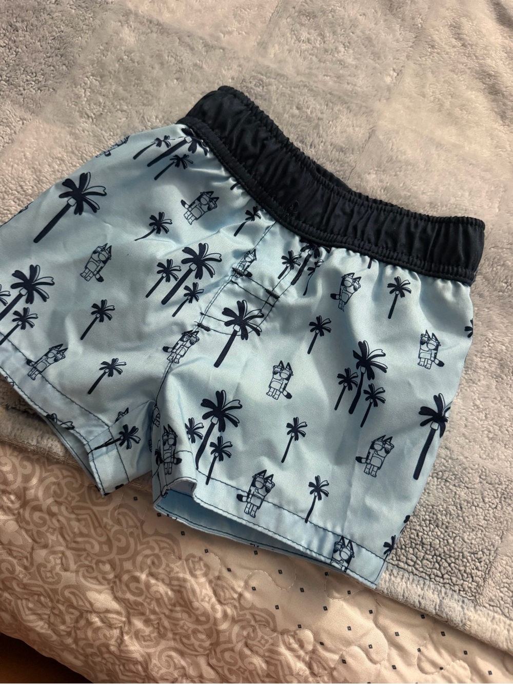 12m Bluey Light Blue Palm-Print Boy Swim Shorts